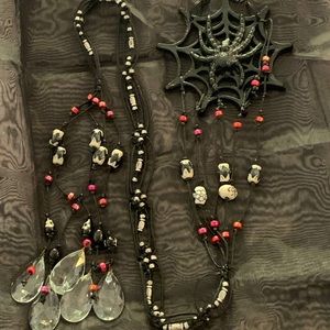 4.5ft. Spider Beaded Sun Catcher Door Curtain Hanger w Vintage Italian Crystal